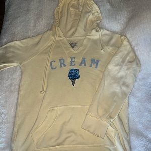 Blue 84 ice cream surf shop pale yellow sweater